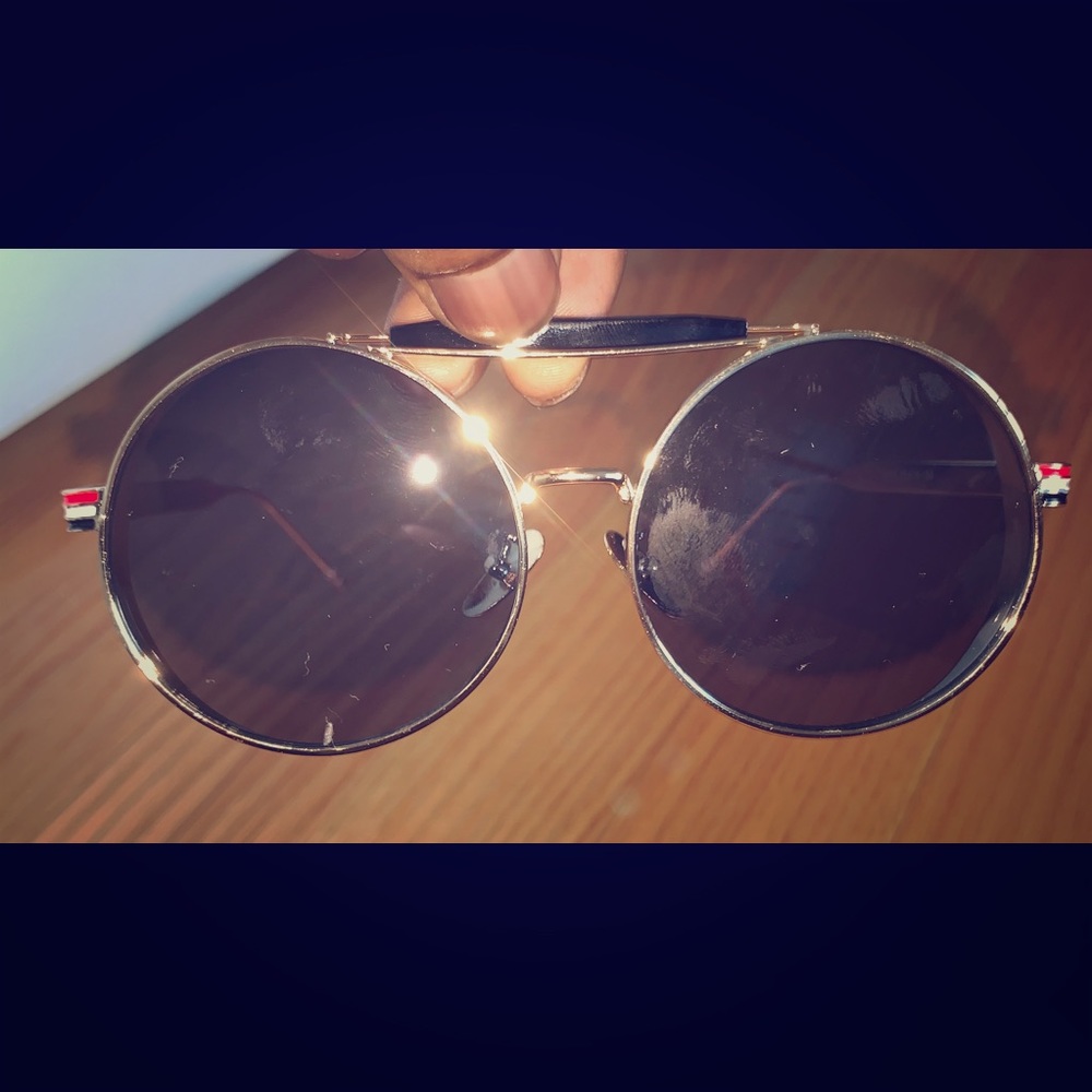 Valerio Gold Gray Alloy Round Groove Sunglasses